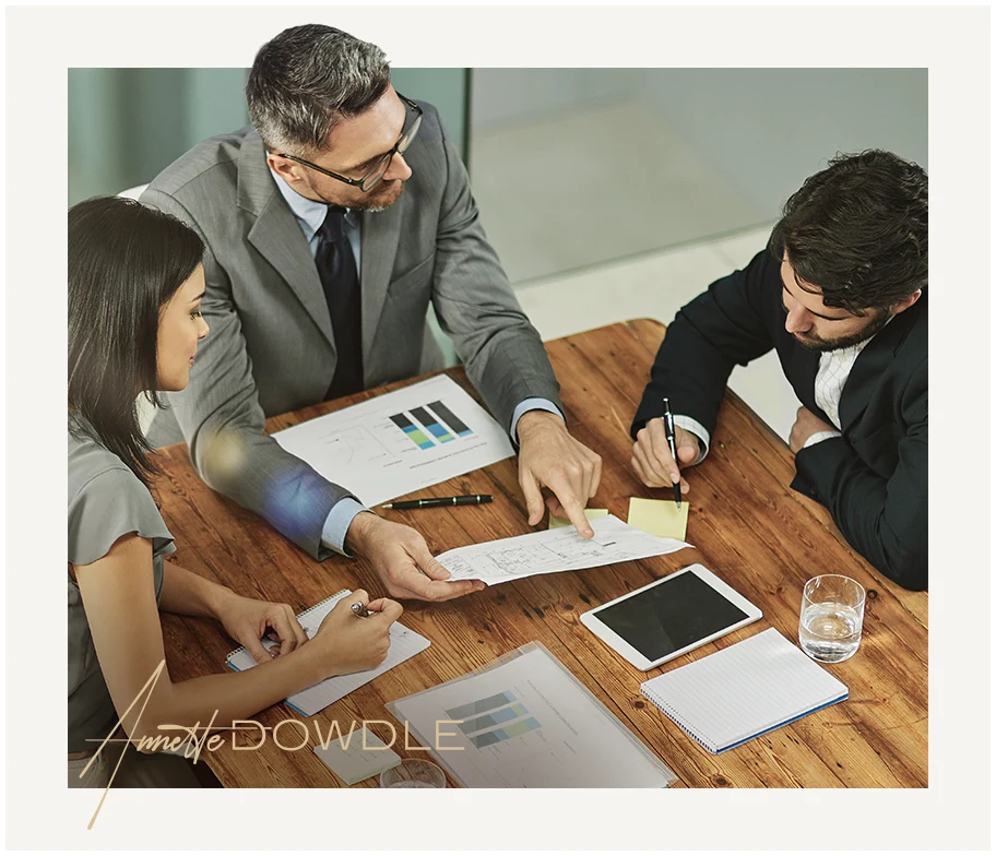 Corporate team working together